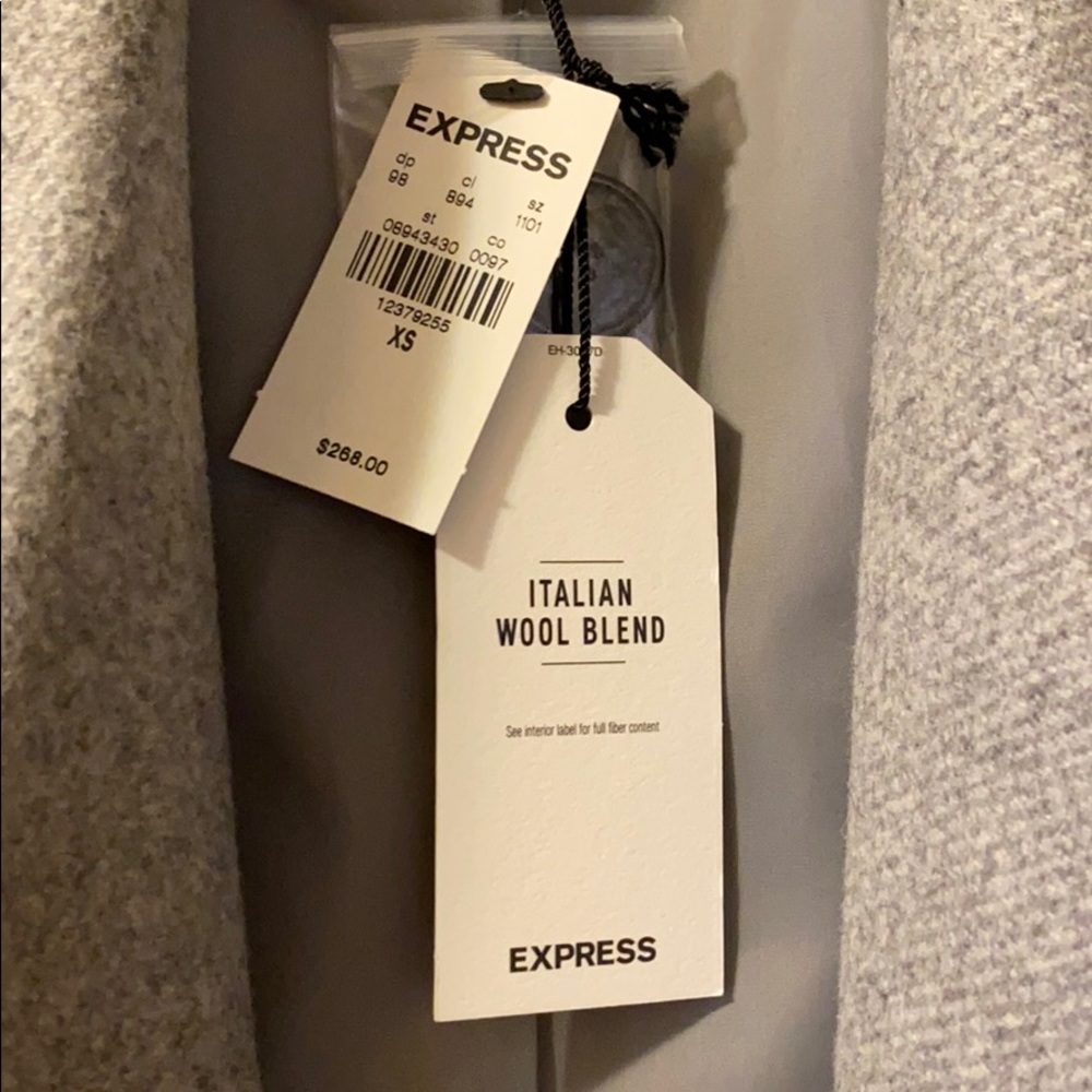 Gray Coat Wool Blend Express Very Nice - Picture 4 of 7